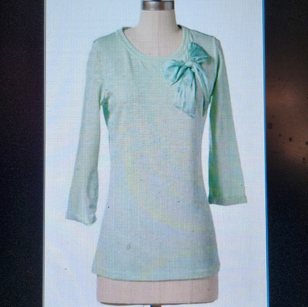 Downeast Basics NWT Womens' Knit Pull-Over Soft Mint Green 3/4" Sleeve Tunic M